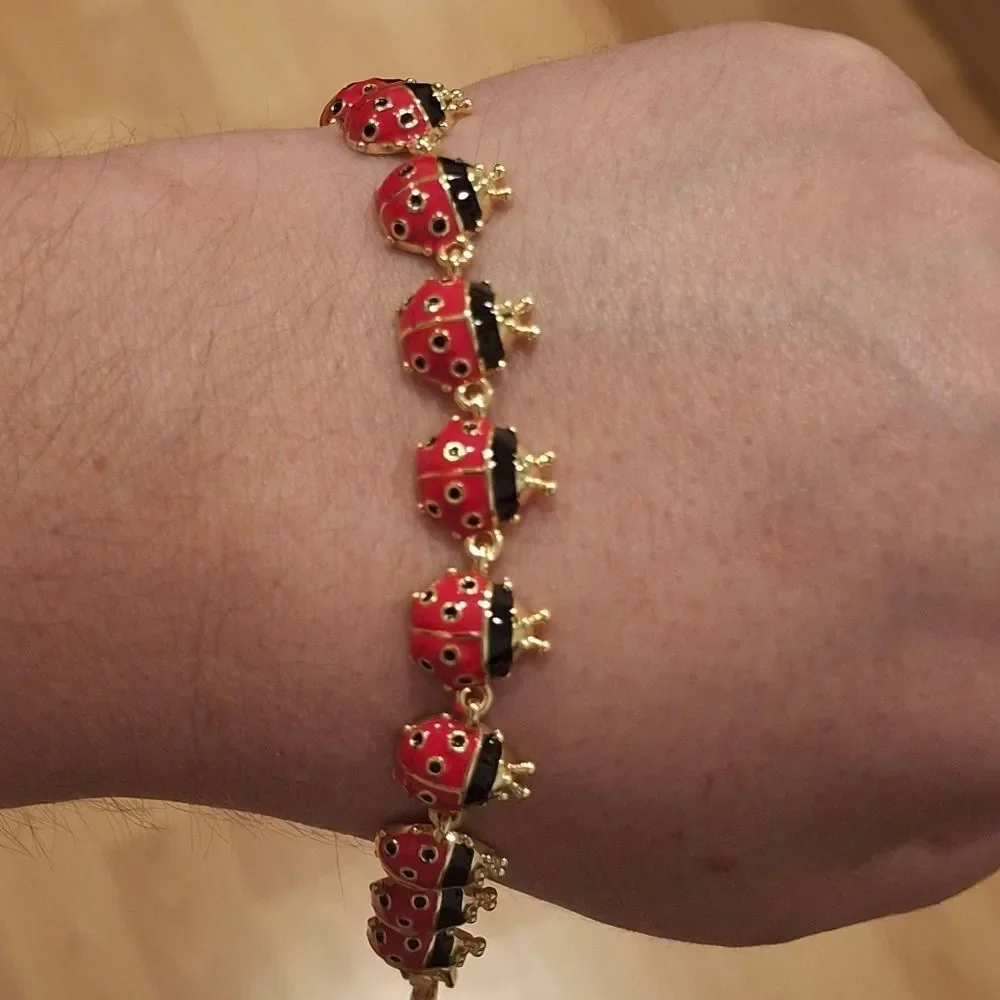 Elegant 18K Gold Plated Ladybug Bracelet